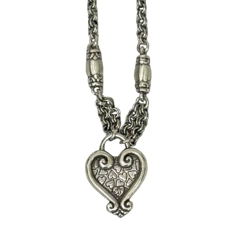 Brighton Silver Toned Twirl & Blaire Heart Necklaces Pendants 2 PC Adjustable